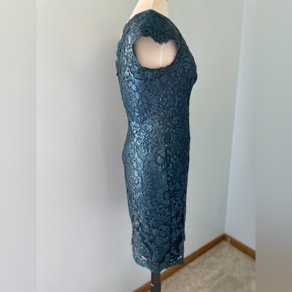 Tadashi Shoji Size 8 Sequin Embroidered Lace Cap Sleeve Dress - Picture 3 of 6